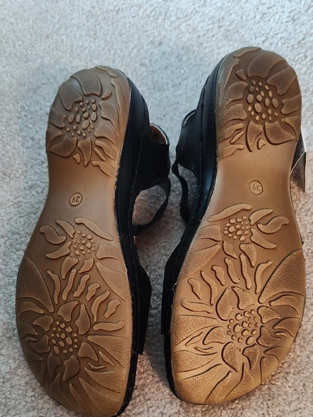 Women's Black Slingback Sandals with Decorative Gem-Tile Accent
